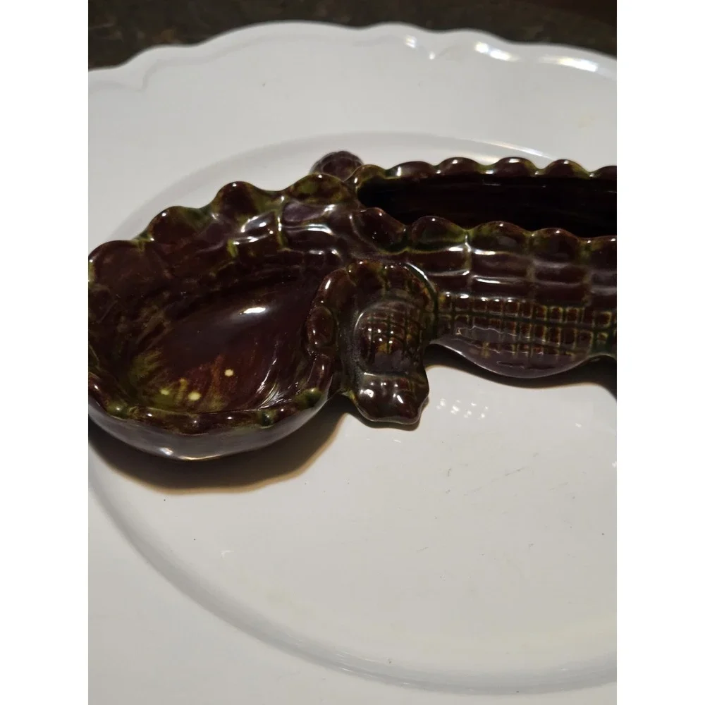Mid Century Ken Ocorr ceramic alligator ashtray, Pipe Holder, or trinket dish